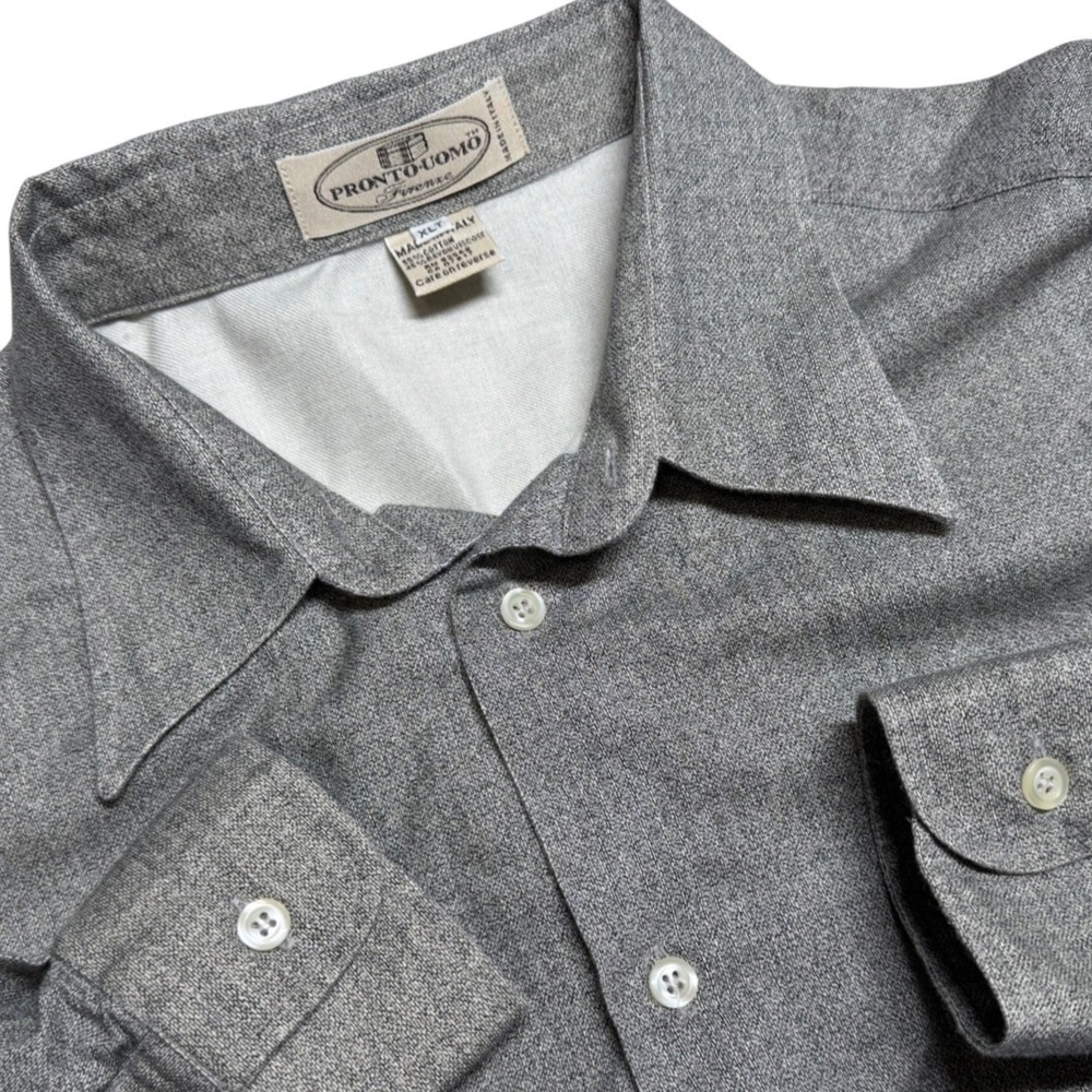 Pronto Uomo  Mens XLT Button Down‎ Shirt Grey Italian Cotton Viscose